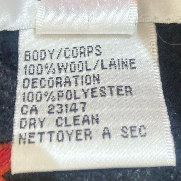 Vintage Talbots 100% wool red floral embroidered black jacket stand up collar xl - Picture 9 of 10